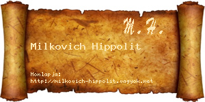 Milkovich Hippolit névjegykártya